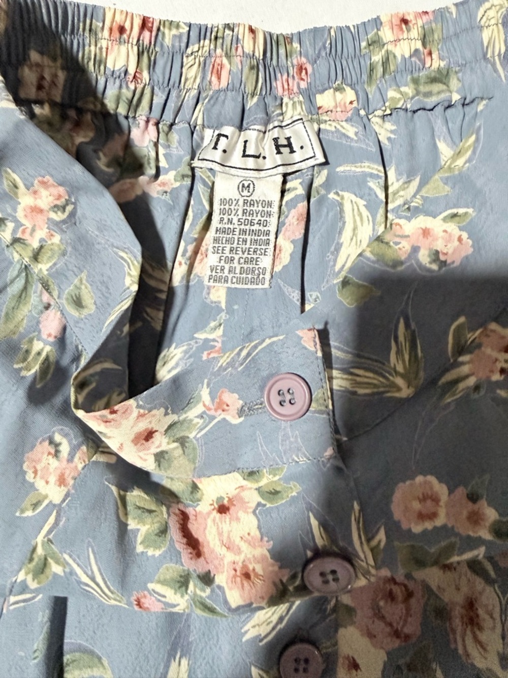 Vintage T.L.H. Women’s Floral Button Down Elastic Back Size Medium Skirt NWT - Picture 7 of 10